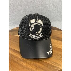 POW-MIA You Are‎ Not Forgotten Baseball Cap Mesh Hat Black Faux Leather Brim